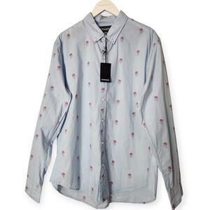 BONOBOS Riviera Slim Fit Chambray Little Jelly Coral Peony Shirt Size XL